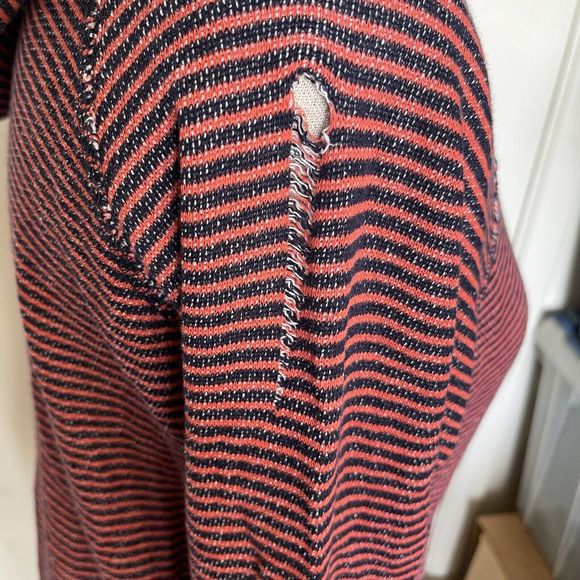 J. Crew Womens Hoodie Sweatshirt Size XS  Striped Drawstring Long Sleeve Flaw - Picture 9 of 16